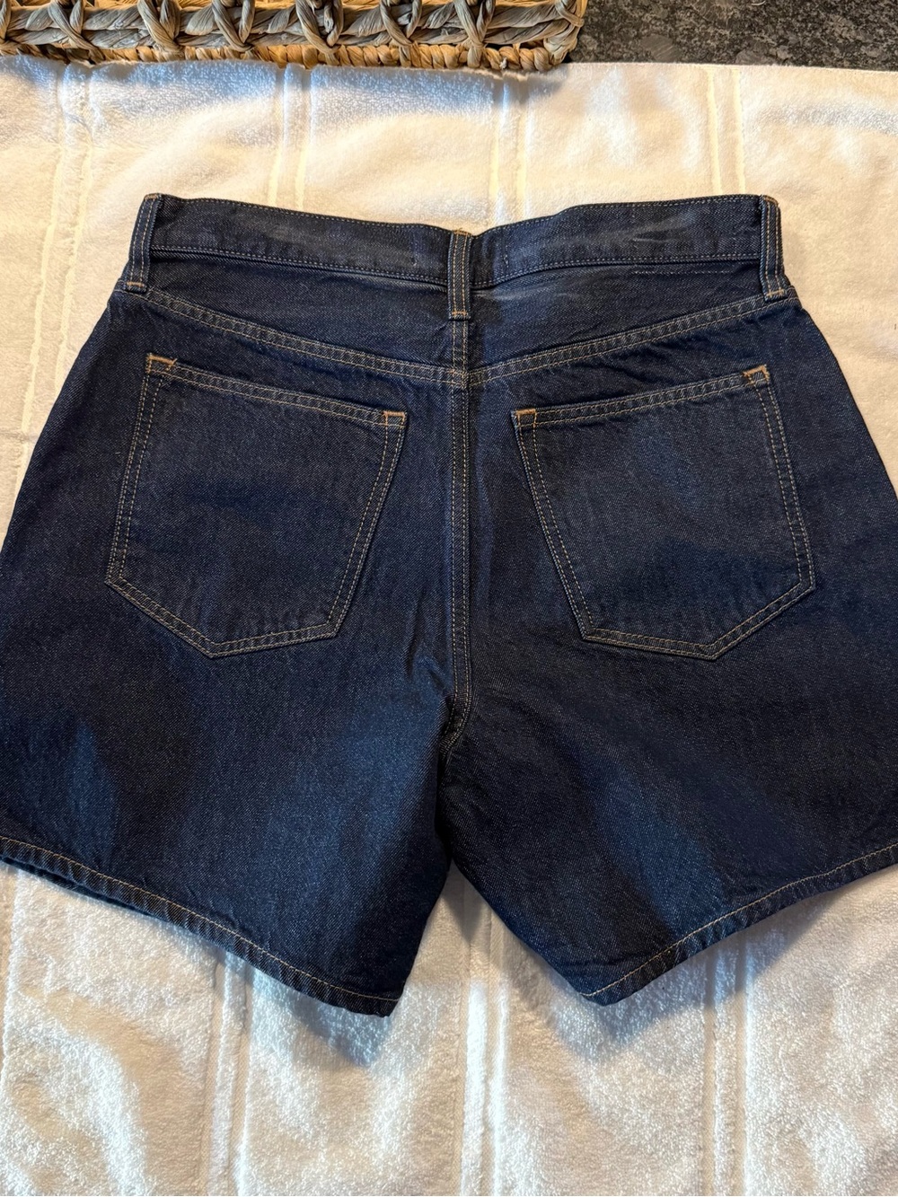 Abercrombie & Fitch Dark Blue High-Rise Denim Shorts - Picture 7 of 9